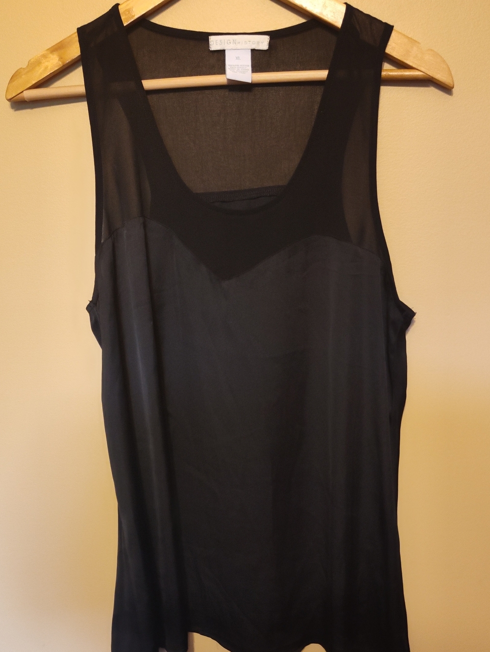 Design History Black Sheer Yoke Sleeveless Camisole